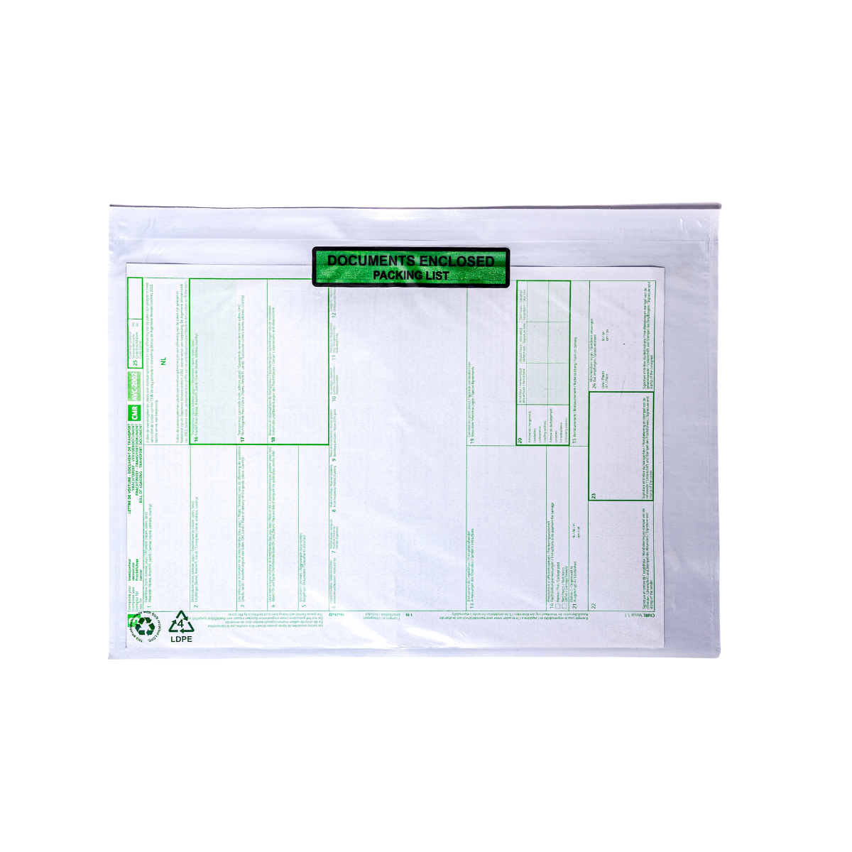 Paklijst enveloppen C4 60% recycled PE Document enclosed - Packinglist